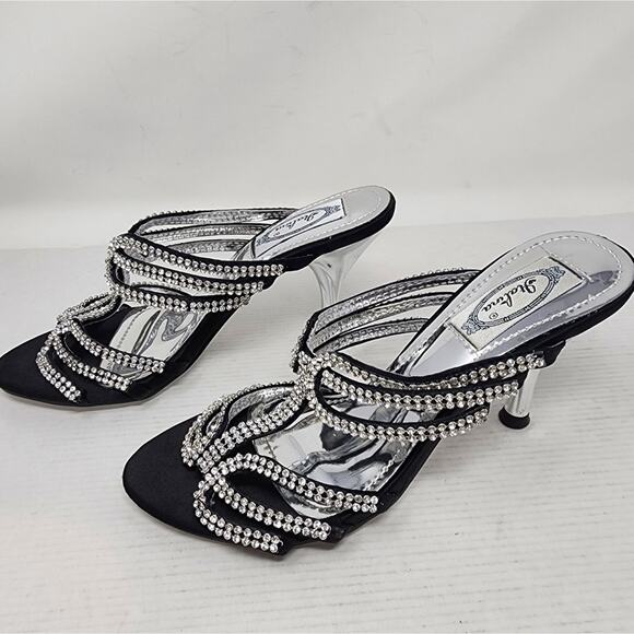 New Vintage 90's Italina Dress Shoes Rhinestones Slip on Weddings Party Size 8 - Picture 3 of 9